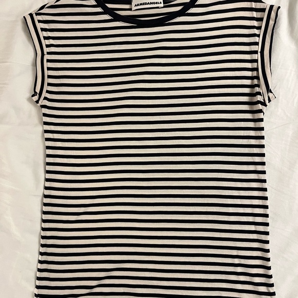 Women's Black and White Striped Top - Picture 1 of 5